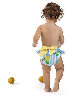 Meia Pata Costume da Bagno Mutandina - Limoni - con Volant e Fiocco Costumi Due Pezzi