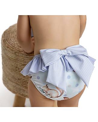 Meia Pata Costume da Bagno Mutandina - Scoiattolo Lilla - con Volant e Fiocco Costumi Due Pezzi