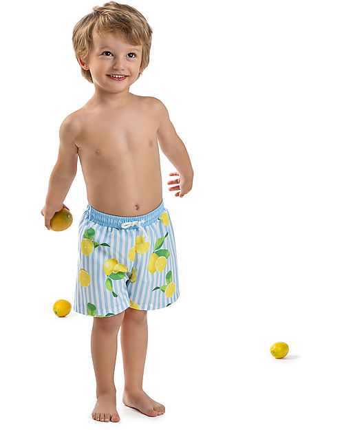 Meia Pata Pantaloncini da Bagno - Limoni - con Tasca Posteriore Boxer Mare