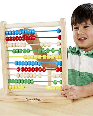 Melissa & Doug Abaco in Legno con Palline Colorate - Impara a contare divertendoti! Mattoncini da costruzione