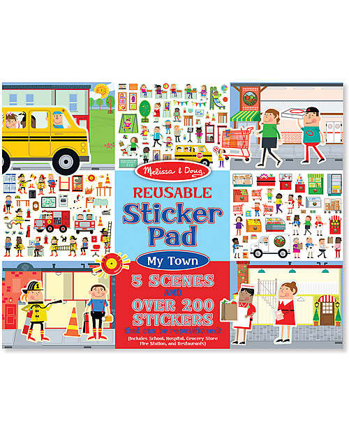 Melissa & Doug Album di Figurine Riutilizzabili - La mia città - Con oltre 200 adesivi! Giochi Creativi