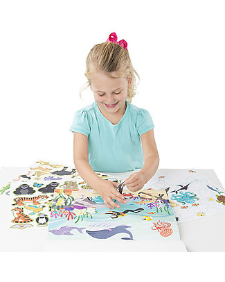 Melissa & Doug Album di Figurine Riutilizzabili, Regno Animale - Con oltre 150 adesivi! Adesivi e Timbri