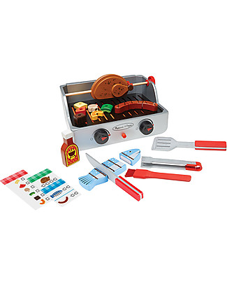 Melissa & Doug Barbecue Giocattolo Portatile con Girarrosto - Cibi e Utensili inclusi Cucine Giocattolo