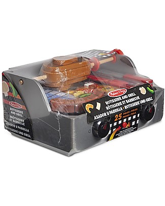 Melissa & Doug Barbecue Giocattolo Portatile con Girarrosto - Cibi e Utensili inclusi Cucine Giocattolo