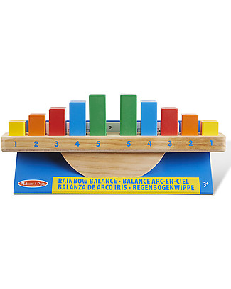 Melissa & Doug Bilanciere Giocattolo per Bambini - Cubi da Impilare Color Arcobaleno Incastri In Legno