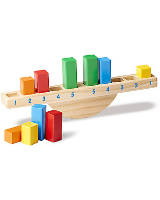 Melissa & Doug Bilanciere Giocattolo per Bambini - Cubi da Impilare Color Arcobaleno Incastri In Legno