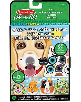 Melissa & Doug Blocchetto con Sticker Cuccioli - Crea le tue facce preferite - 65 Sticker Riutilizzabili Adesivi e Timbri