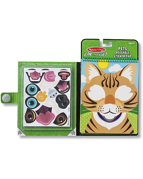 Melissa & Doug Blocchetto con Sticker Cuccioli - Crea le tue facce preferite - 65 Sticker Riutilizzabili Adesivi e Timbri