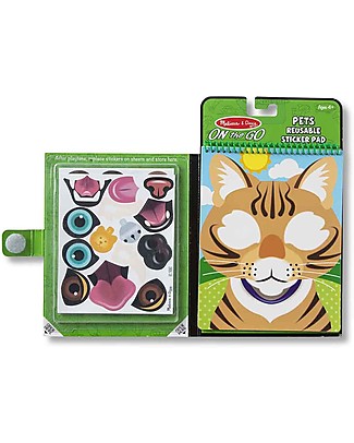 Melissa & Doug Blocchetto con Sticker Cuccioli - Crea le tue facce preferite - 65 Sticker Riutilizzabili Adesivi e Timbri
