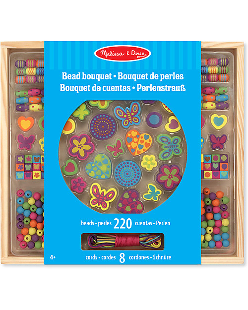 Melissa & Doug Bouquet di Perline in Legno - 220+ Pezzi - Ottima idea Regalo! Kit Fai Da Te