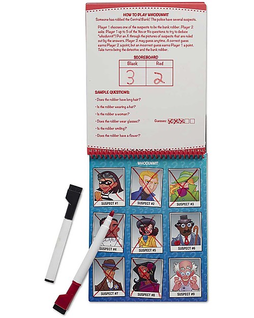Melissa & Doug Cartoncini Magici con giochi e disegni - Spia Segreta - 16 Schede Gioco e 2 Pennarelli Cancellabili Disegnare e Colorare