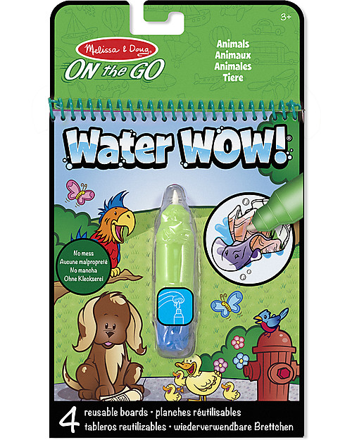Melissa & Doug Cartoncini Magici da Colorare - Animali - 4 cartoncini con penna ad acqua ricaricabile! Disegnare e Colorare