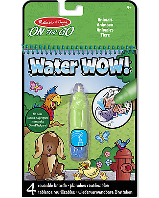 Melissa & Doug Cartoncini Magici da Colorare - Animali - 4 cartoncini con penna ad acqua ricaricabile! Giochi Creativi