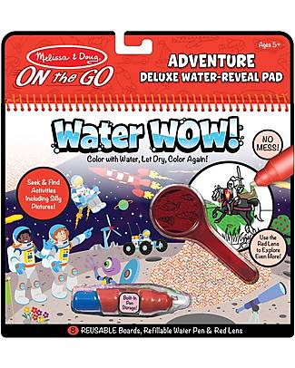 Melissa & Doug Cartoncini Magici da Colorare e Lente Rossa Water Wow - Animali - 4 Cartoncini con penna ad acqua ricaricabile! Disegnare e Colorare