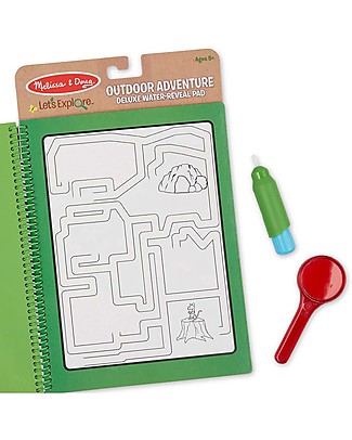 Melissa & Doug Cartoncini Magici da Colorare e Lente Rossa Water Wow - Avventura - 4 Cartoncini con penna ad acqua ricaricabile! Colorare