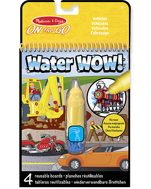 Melissa & Doug Cartoncini Magici da Colorare - Mezzi di Trasporto - 4 cartoncini con penna ad acqua ricaricabile! Disegnare e Colorare