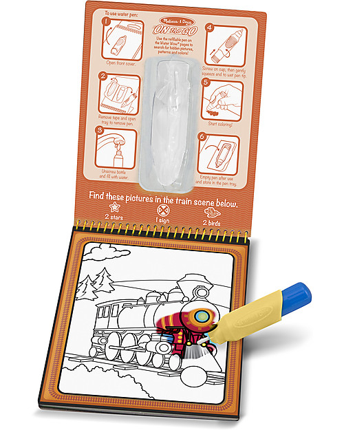 Melissa & Doug Cartoncini Magici da Colorare - Mezzi di Trasporto - 4 cartoncini con penna ad acqua ricaricabile! Disegnare e Colorare