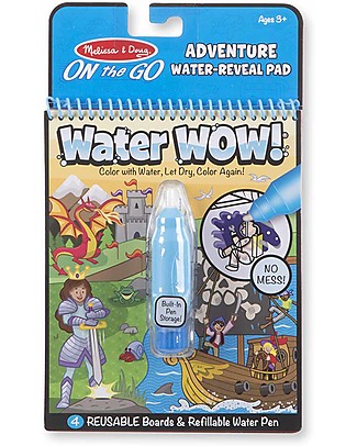 Melissa & Doug Cartoncini Magici da Colorare Water Wow - Avventura - 4 Cartoncini con penna ad acqua ricaricabile! Colorare