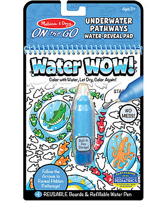 Melissa & Doug Cartoncini Magici da Colorare Water Wow - Oceano - 4 Cartoncini con penna ad acqua ricaricabile! Disegnare e Colorare