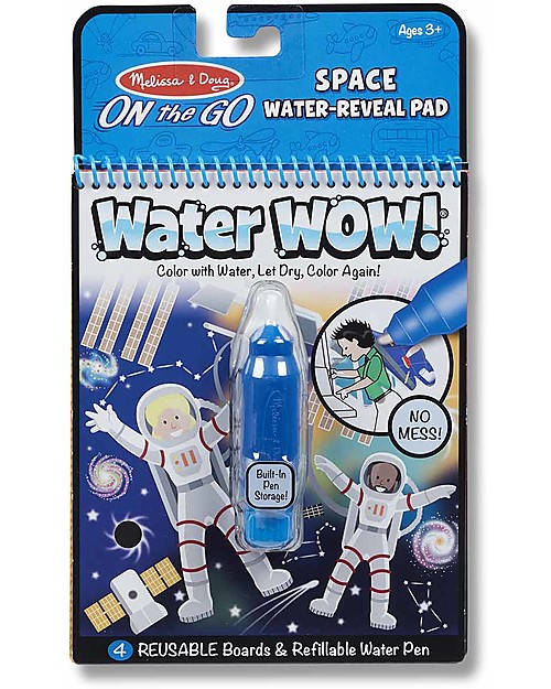 Melissa & Doug Cartoncini Magici da Colorare Water Wow - Spazio - 4 Cartoncini con penna ad acqua ricaricabile! Disegnare e Colorare