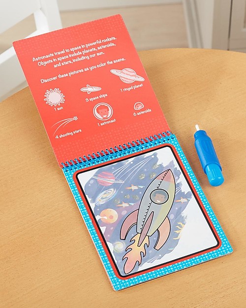 Melissa & Doug Cartoncini Magici da Colorare Water Wow - Spazio - 4 Cartoncini con penna ad acqua ricaricabile! Disegnare e Colorare