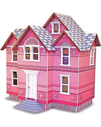 Melissa & Doug Casa delle Bambole in Legno - Stile Vittoriano - tre Livelli e cinque Stanze! Case delle Bambole