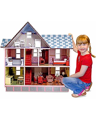 Melissa & Doug Casa delle Bambole in Legno - Stile Vittoriano - tre Livelli e cinque Stanze! Case delle Bambole