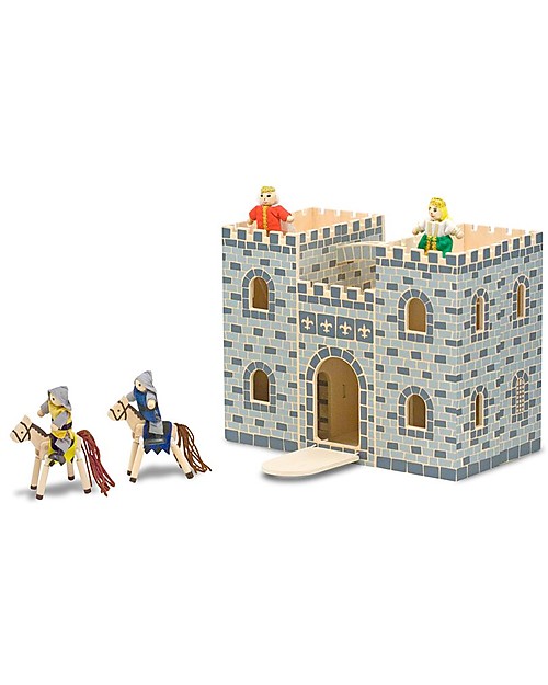 Melissa & Doug Castello in Legno Trasportabile Fold & Go - Personaggi Inclusi! Case delle Bambole