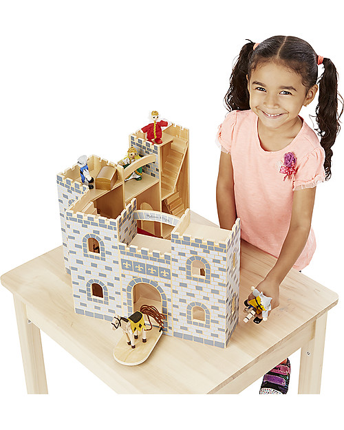 Melissa & Doug Castello in Legno Trasportabile Fold & Go - Personaggi Inclusi! Case delle Bambole