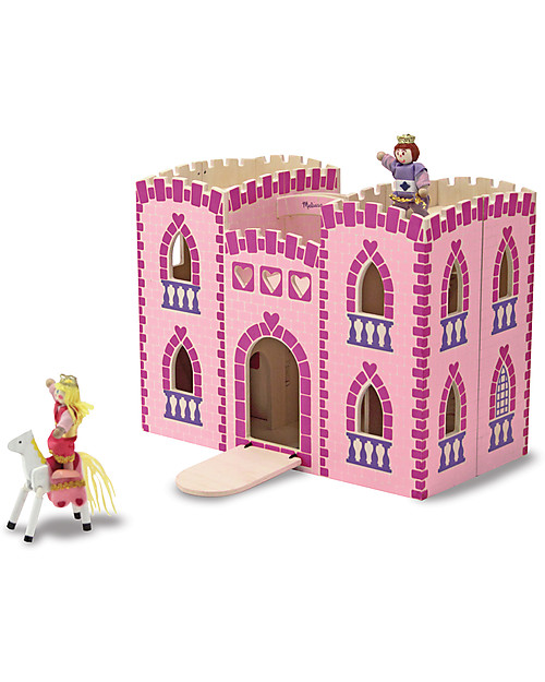 Melissa & Doug Castello Principessa in Legno Trasportabile Fold & Go - Personaggi Inclusi! Case delle Bambole