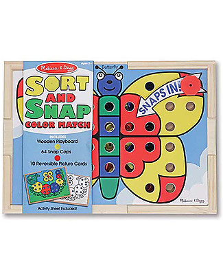 Melissa & Doug Chiodini Colorati - Scatola in legno con 64 chiodini e 20 disegni da colorare! Incastri In Legno