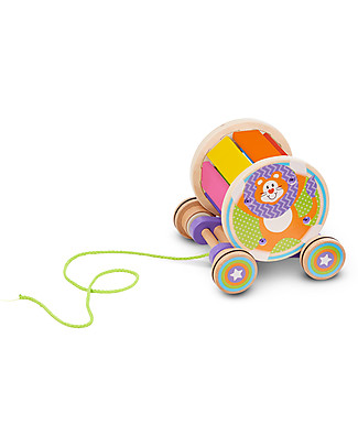 Melissa & Doug Costruzioni in Legno su Ruote - Xilofono con Carrellino da Tirare! Giochi da Tirare e Spingere