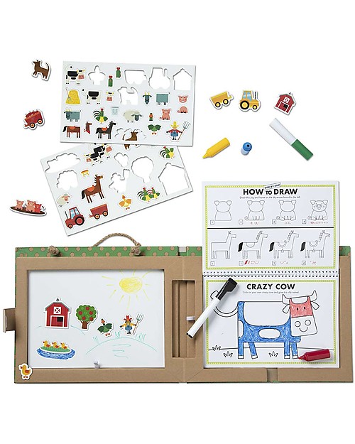 Melissa & Doug Disegno Riutilizzabile e Kit di Magneti - in Lingua Inglese - Fattoria Disegnare e Colorare