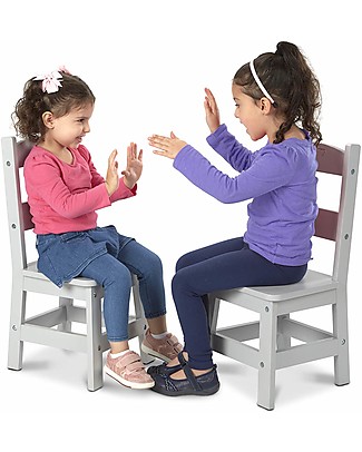 Melissa & Doug Due Sedie in Legno - Grigio - per Bambini Sedie
