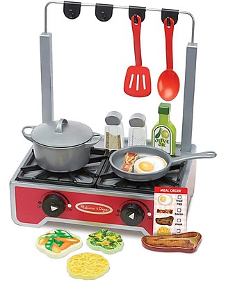 Melissa & Doug Fornello da Campeggio Giocattolo Deluxe in Legno - Include Utensili ed Alimenti Cucine Giocattolo