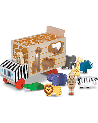 Melissa & Doug Furgoncino in legno Protezione Animali - 10 Pezzi Macchine e Trenini in Legno