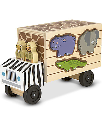 Melissa & Doug Furgoncino in legno Protezione Animali - 10 Pezzi Macchine e Trenini in Legno