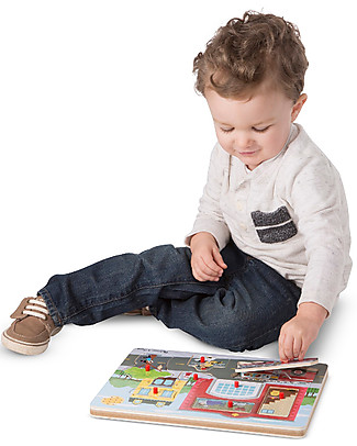 Melissa & Doug Gioco a Incastri in Legno con Effetti Sonori - Caserma dei Pompieri Puzzle