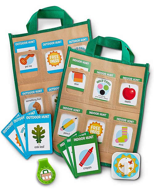 Melissa & Doug Gioco Caccia al Tesoro in Lingua Inglese - Indoor/Outdoor - Esploriamo! Giochi da Esterno_