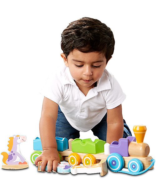 Melissa & Doug Gioco da Tirare e Spingere in Legno Trenino - Animali della Fattoria Trainabili