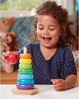 Melissa & Doug Gioco Educativo in Legno Anelli da Impilare Arcobaleno Incastri In Legno