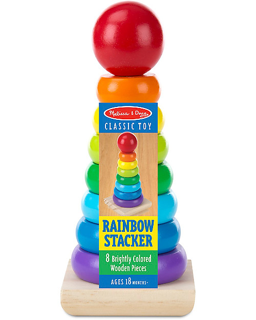 Melissa & Doug Gioco Educativo in Legno Anelli da Impilare Arcobaleno Incastri in Legno