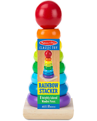 Melissa & Doug Gioco Educativo in Legno Anelli da Impilare Arcobaleno Incastri In Legno