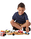 Melissa & Doug Gioco in Legno Camion per Trasporto Veicoli Emergenza - Con 4 macchinine incluse! Macchine e Trenini  in Legno