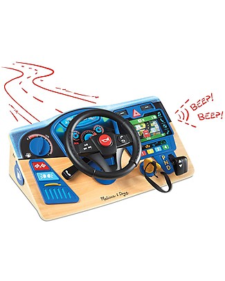 Melissa & Doug Gioco Volante Realistico con Cruscotto in Legno Macchine e Trenini in Legno