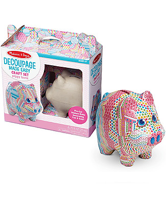 Melissa & Doug Kit Fai da Te Decoupage Made Easy - Maialino Salvadanaio Kit Fai Da Te