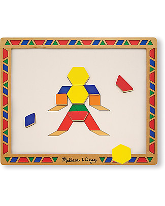 Melissa & Doug Lavagna con Blocchi Geometrici Magnetici - 120 pezzi in confezione da viaggio! Costruzioni In Legno