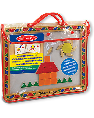 Melissa & Doug Lavagna con Blocchi Geometrici Magnetici - 120 pezzi in confezione da viaggio! Costruzioni In Legno