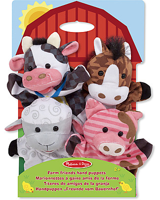 Melissa & Doug Marionette Animali della Fattoria, 4 Animali - Perfetti come idea regalo! Burattini