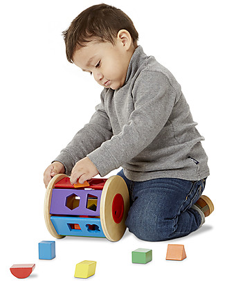 Melissa & Doug Match & Roll - Formine in Legno da incastrare - Ideale per imparare forme e colori! Incastri in Legno